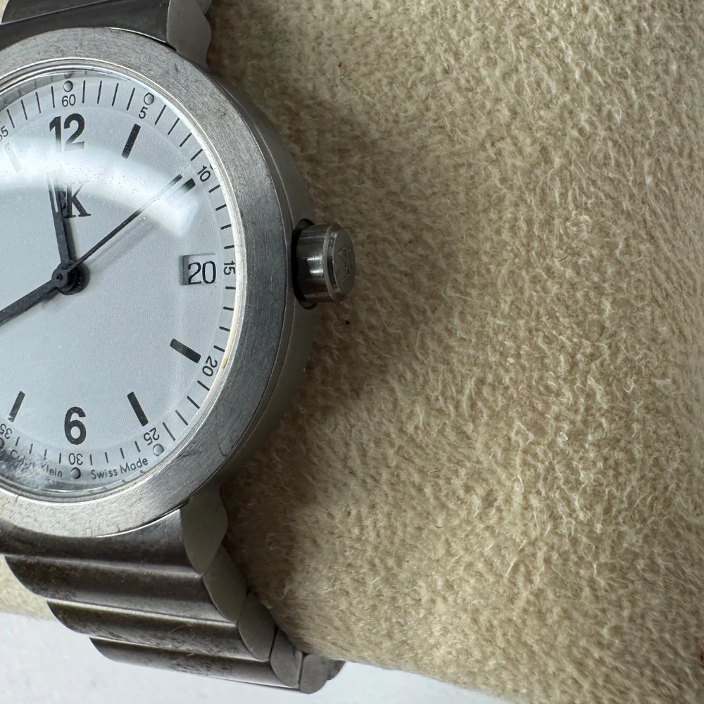 Calvin Klein Swiss made quartz watch white‎ dial stainless steel